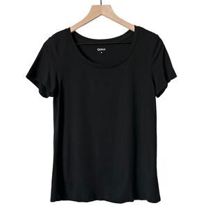 Quince Cotton Modal Scoop Neck Tee in Black Size Medium